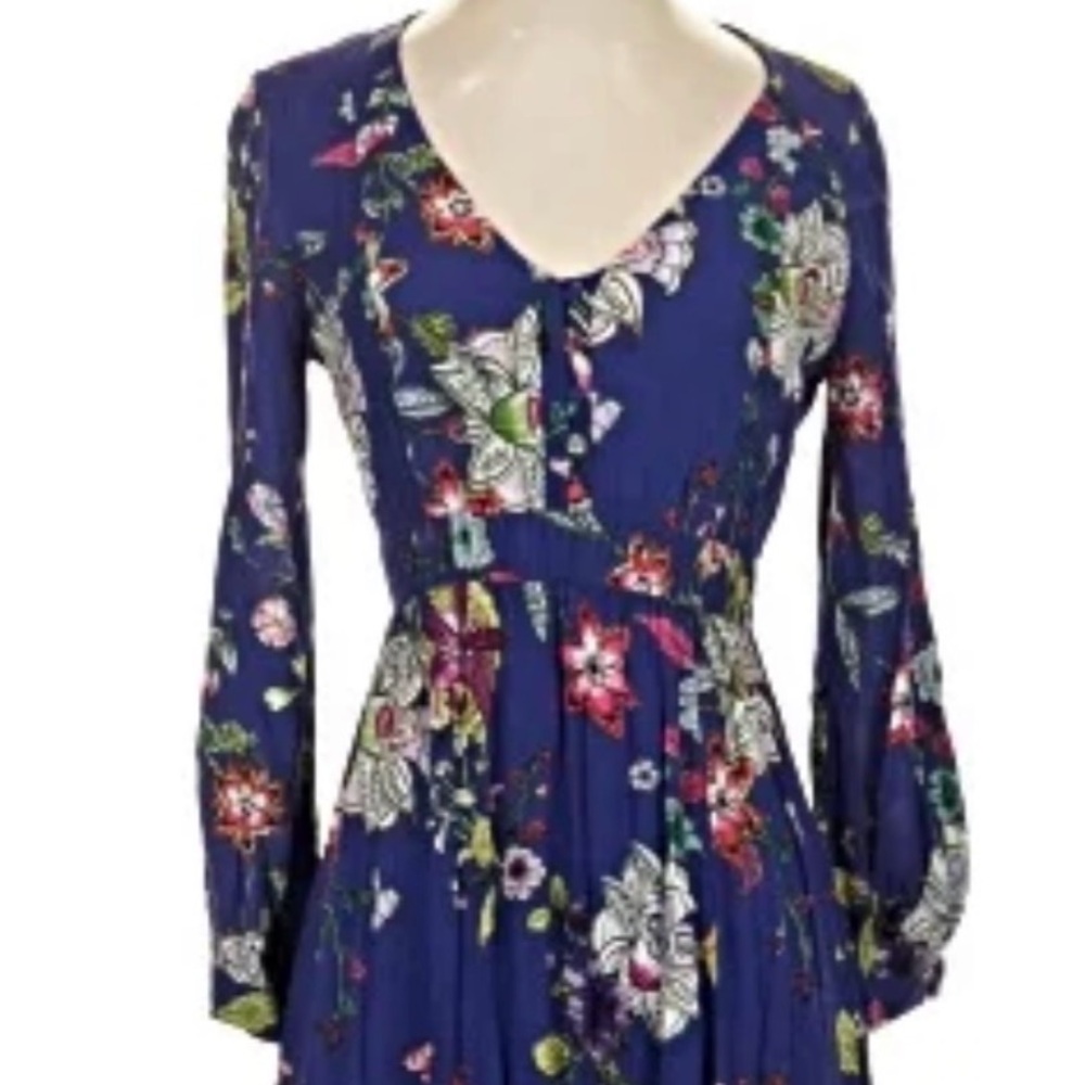 Maeve Blue Floral Long Sleeve Dress